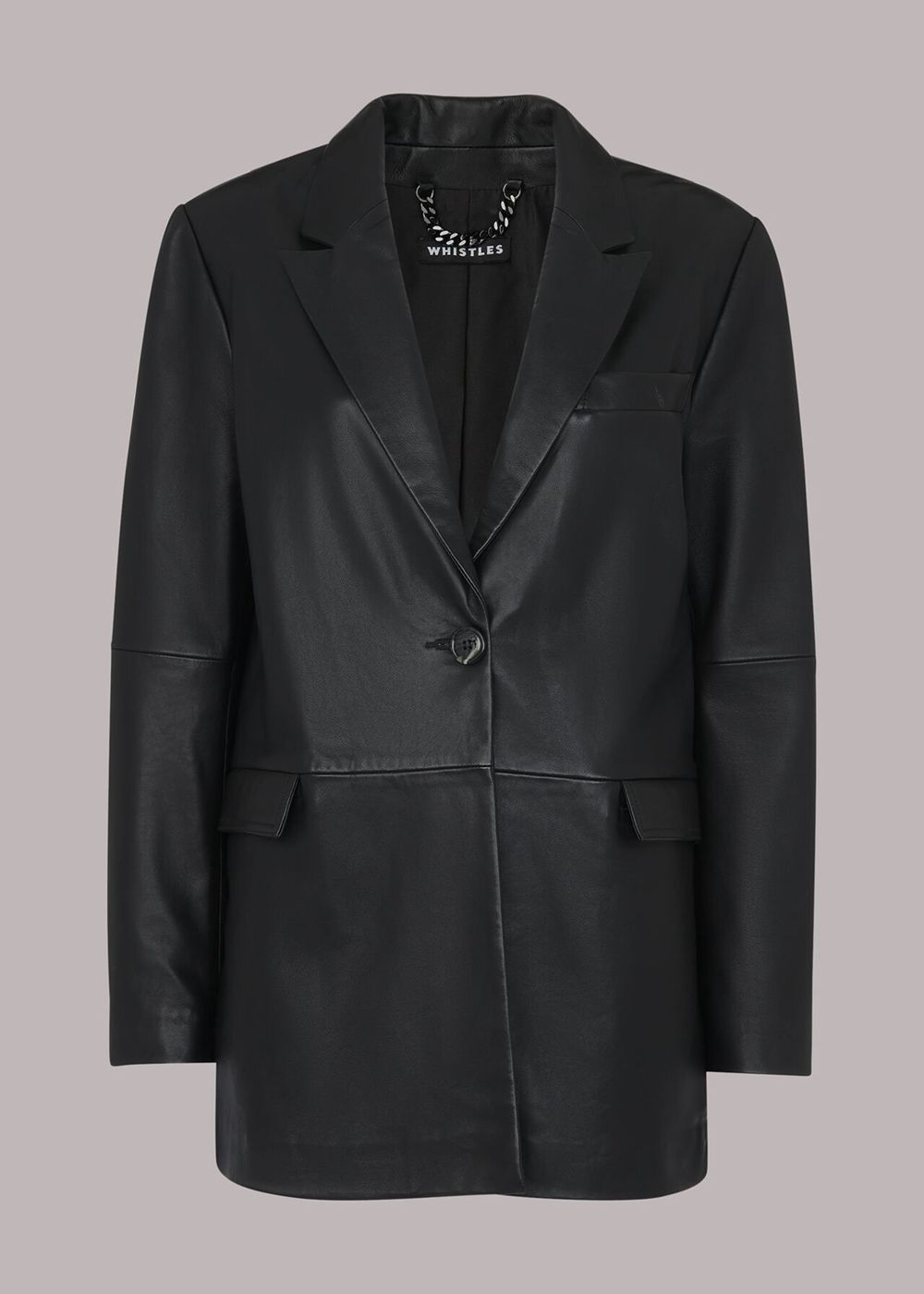 Whistles Stina Leather Blazer Black | US-46735DXWN