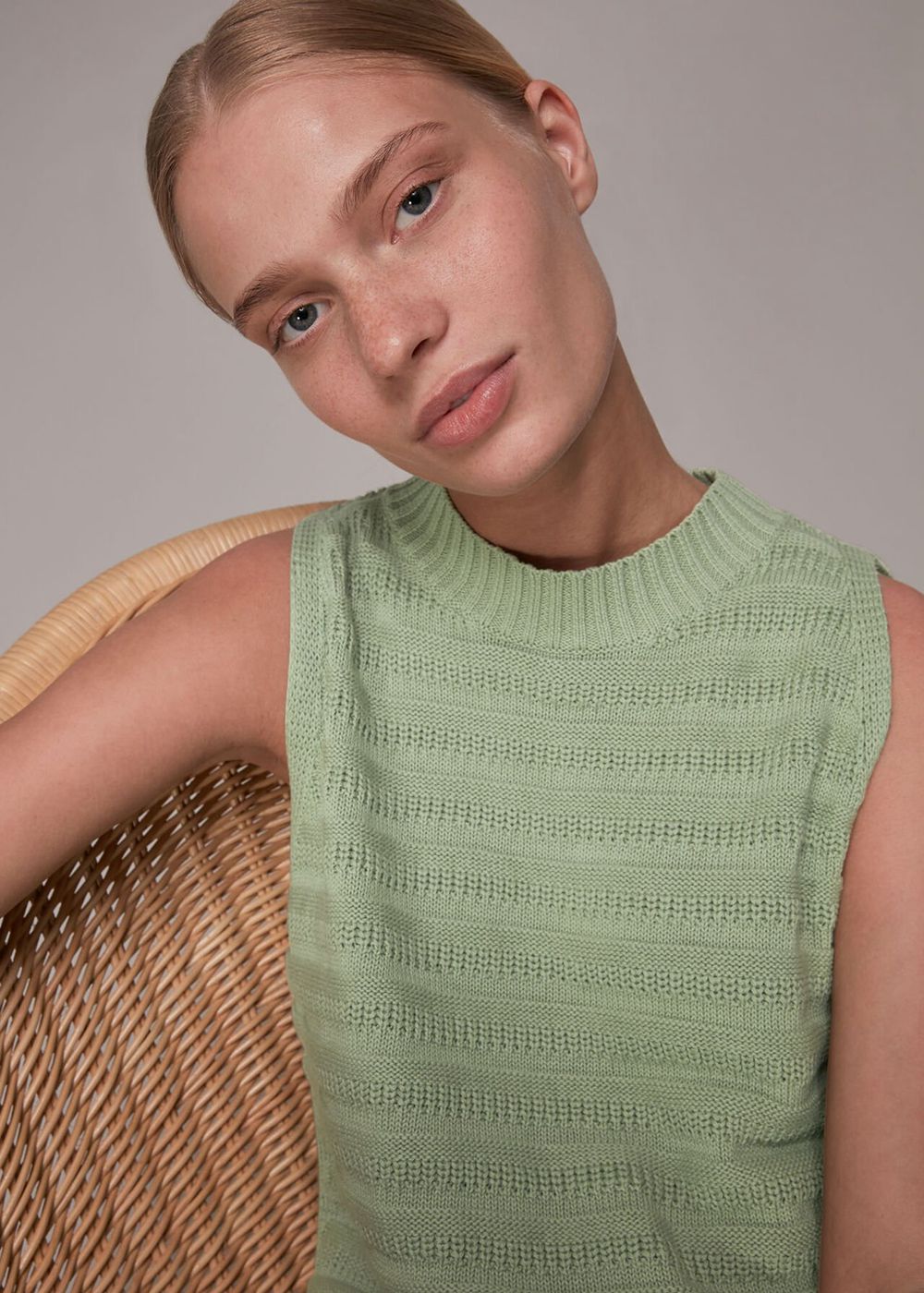 Whistles Stitch Detail Knitwear Olive Green | US-19305TSHB