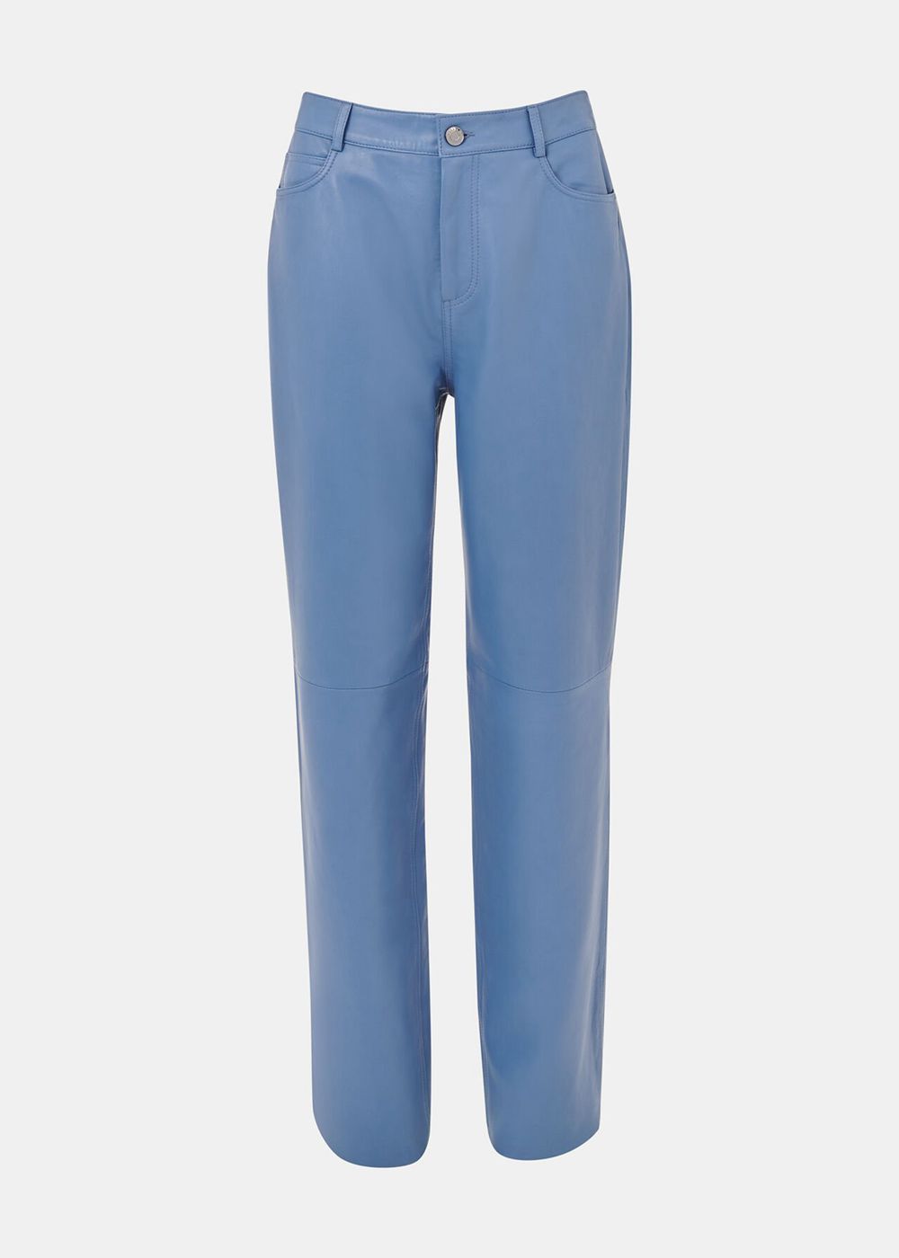 Whistles Straight Leg Leather Pants Blue | US-68943OJLW