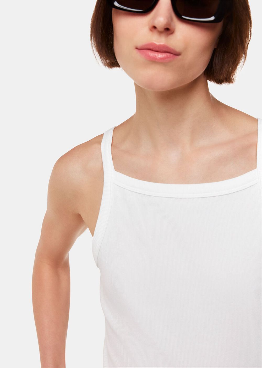 Whistles Straight Neck Vest Top White | US-26390OWXE