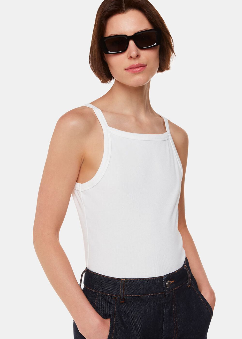 Whistles Straight Neck Vest Top White | US-26390OWXE