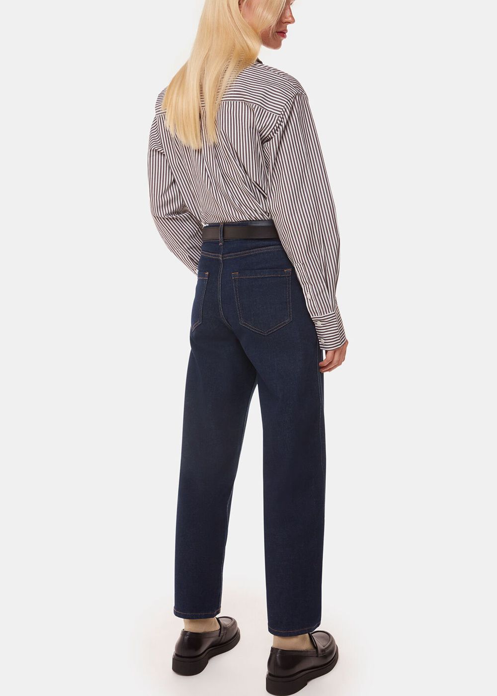 Whistles Stretch Barrel Leg Jeans Dark Blue | US-61902UIBE