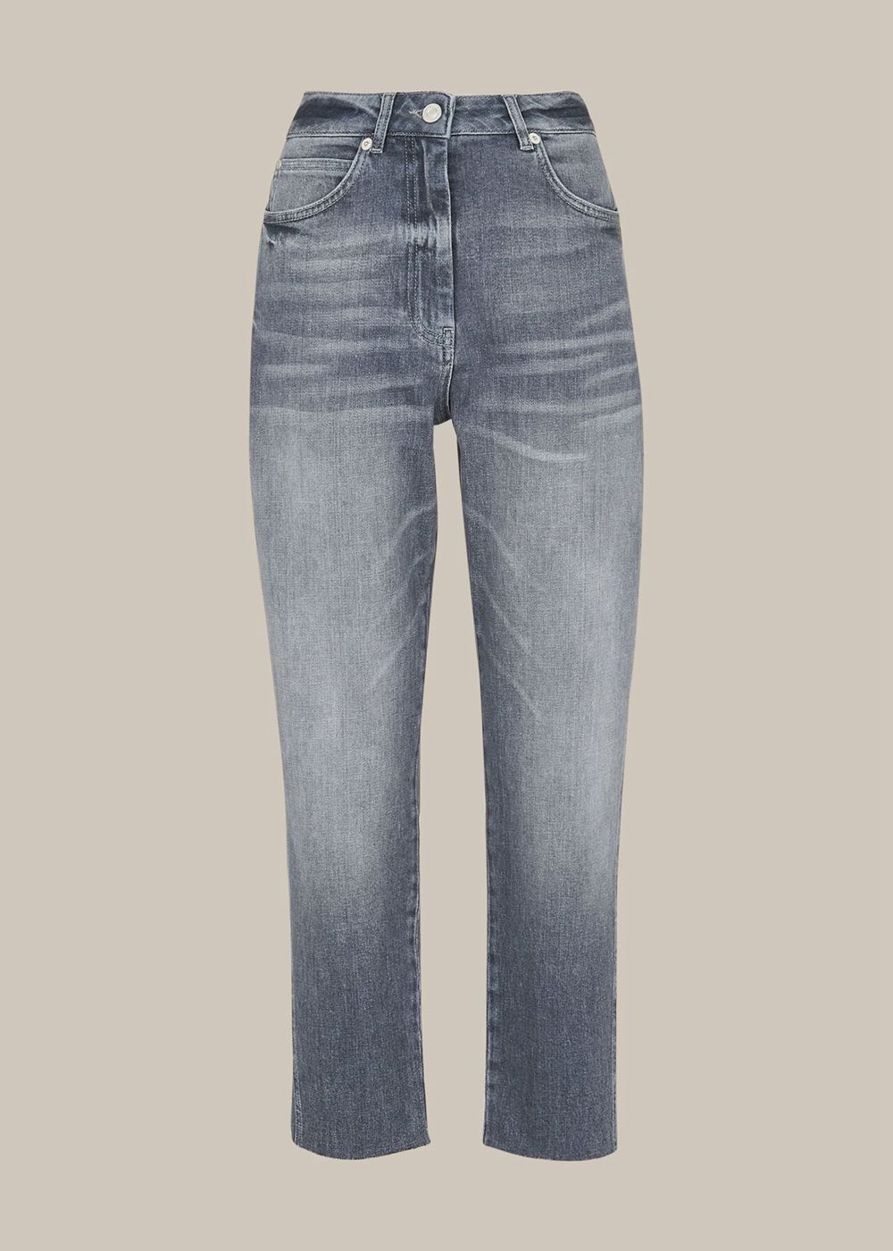 Whistles Stretch Frayed Slim Jeans Grey | US-45862FXBM