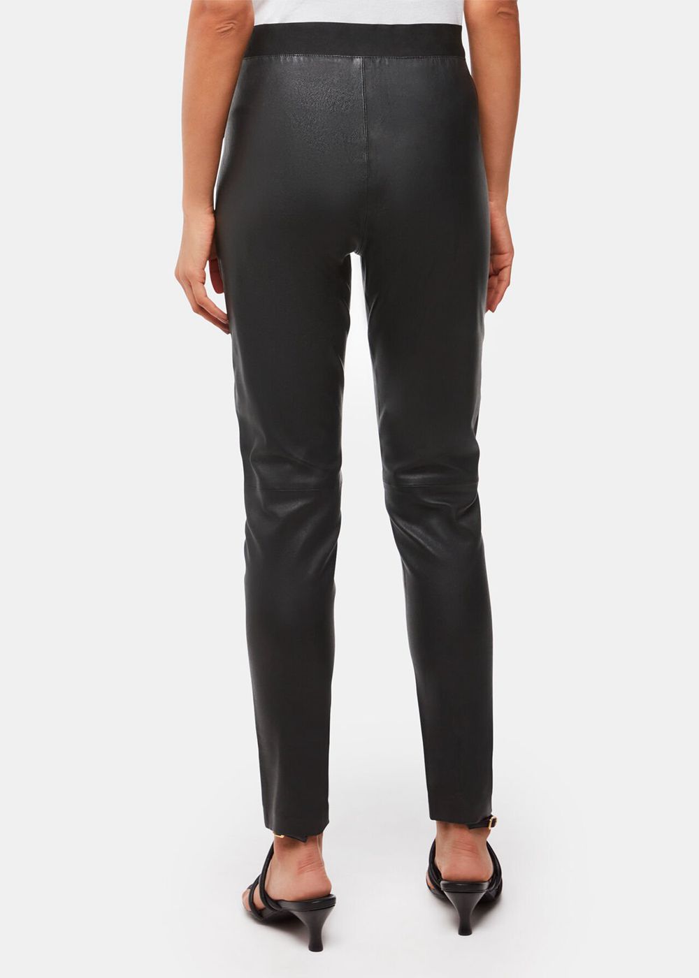 Whistles Stretch Leather Leggings Black | US-83405QVCU