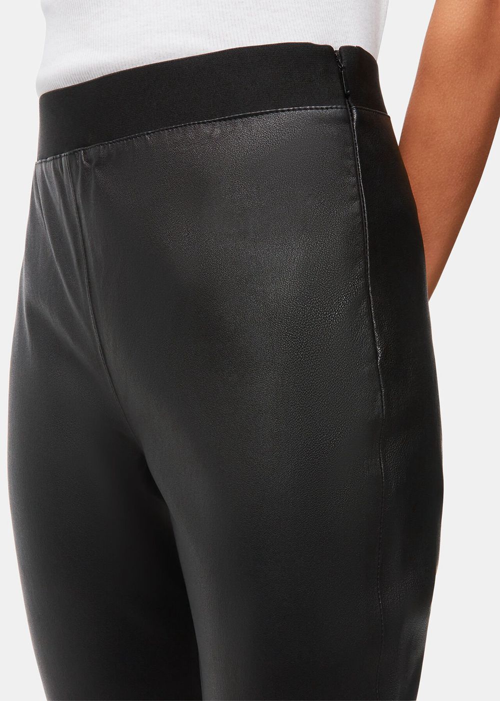 Whistles Stretch Leather Leggings Black | US-83405QVCU