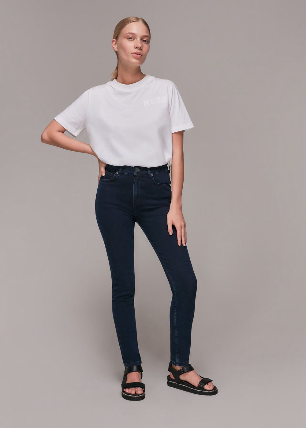 Whistles Stretch Sculpted Skinny Jeans Dark Blue | US-43569MSLY