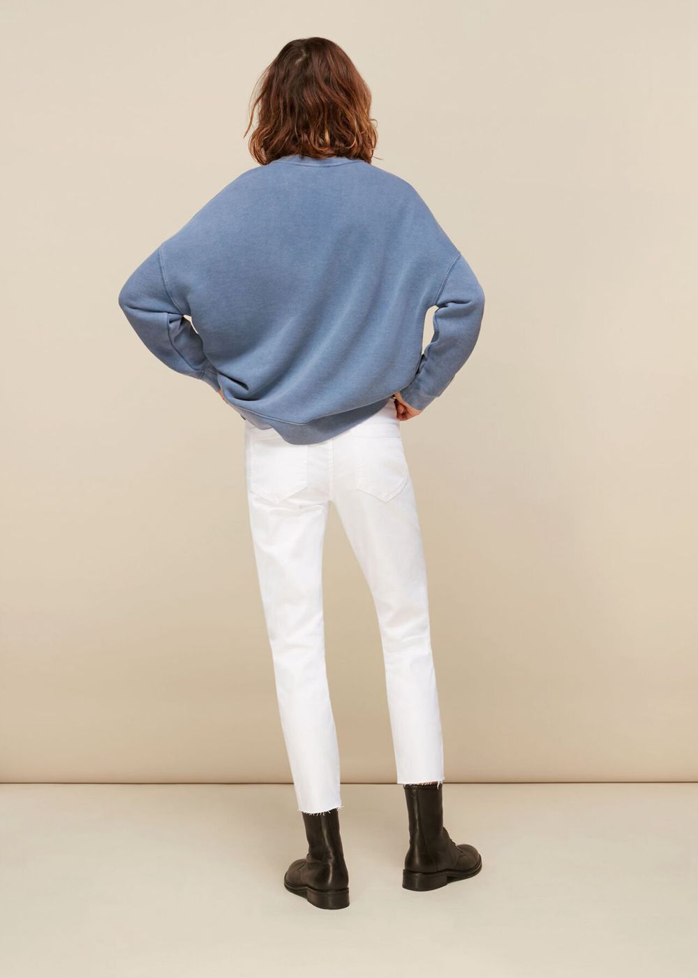 Whistles Stretch Slim Frayed Jeans White | US-08159CGNV