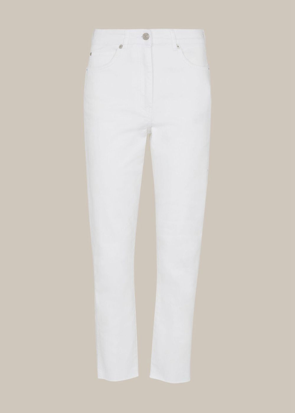 Whistles Stretch Slim Frayed Jeans White | US-08159CGNV