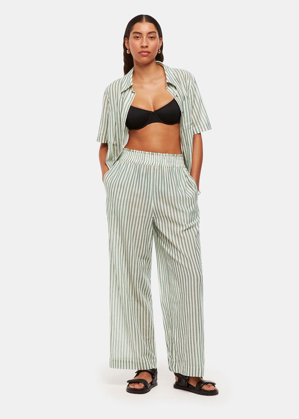 Whistles Stripe Beach Pants Green / Multicolor | US-06547GTOA