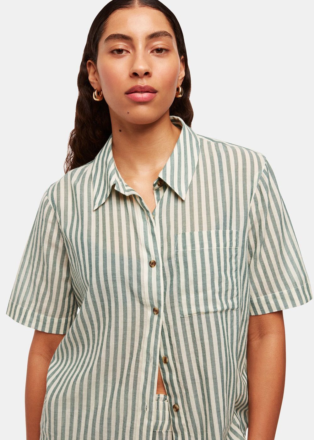 Whistles Stripe Beach Shirts Green / Multicolor | US-62853ZCNS