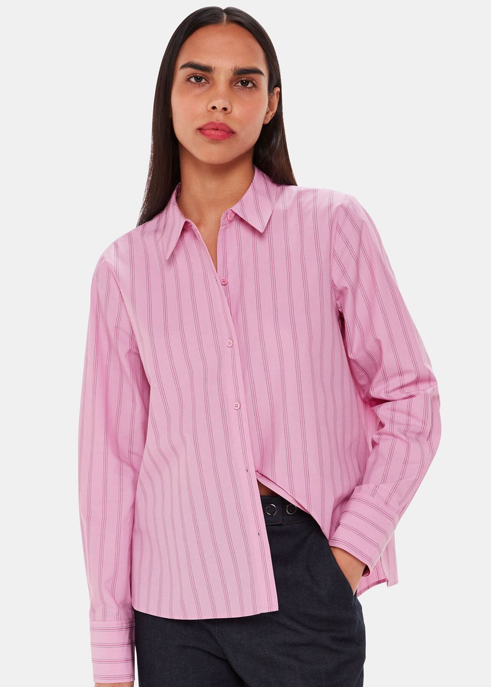 Whistles Stripe Boxy Fit Shirts Pink / Multicolor | US-54367ZRGN