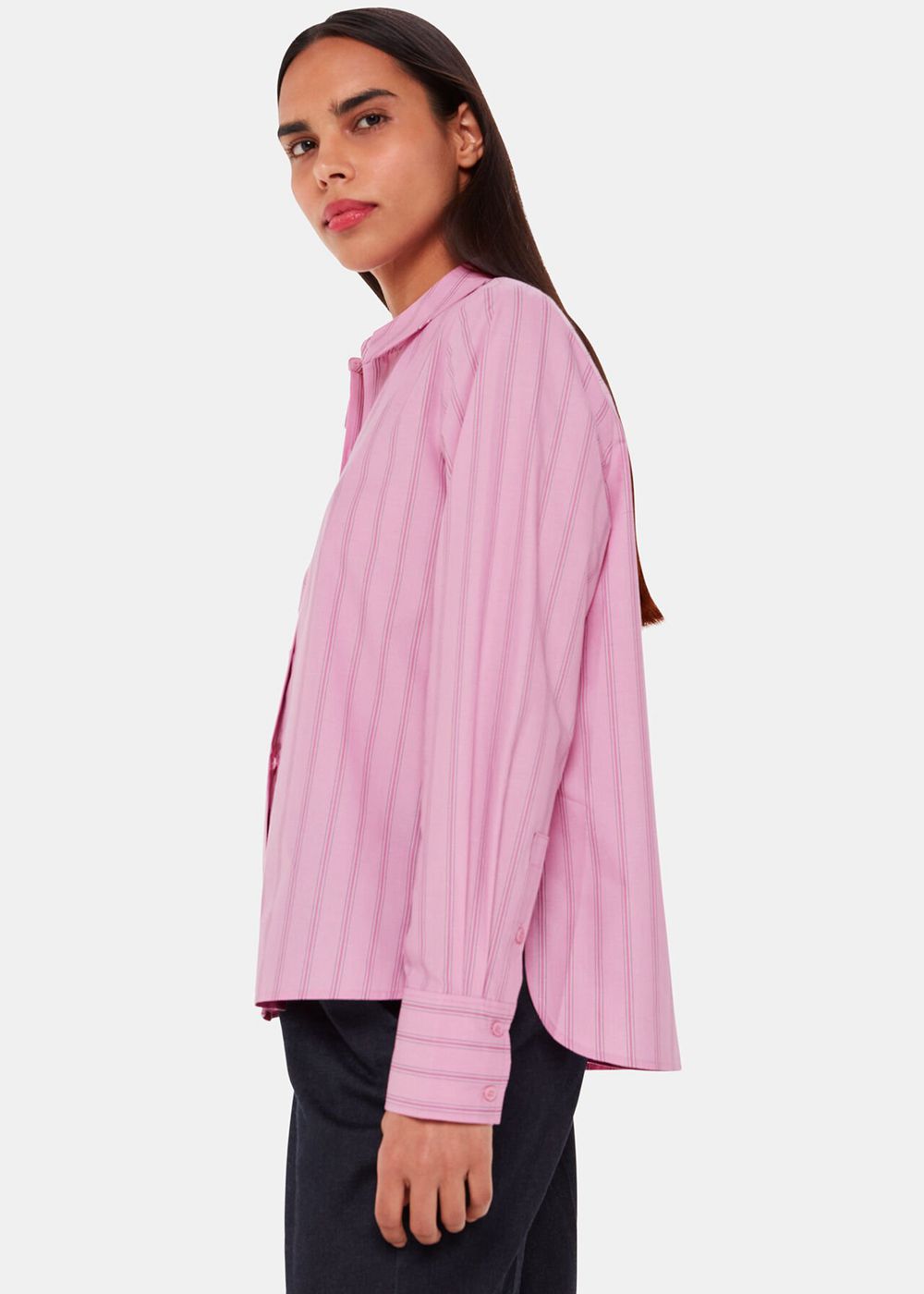 Whistles Stripe Boxy Fit Shirts Pink / Multicolor | US-54367ZRGN