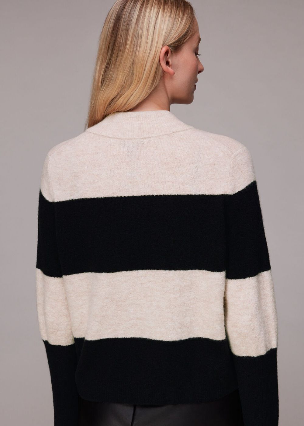 Whistles Stripe Button Neck Jumpers Black / Multicolor | US-03568UKYH