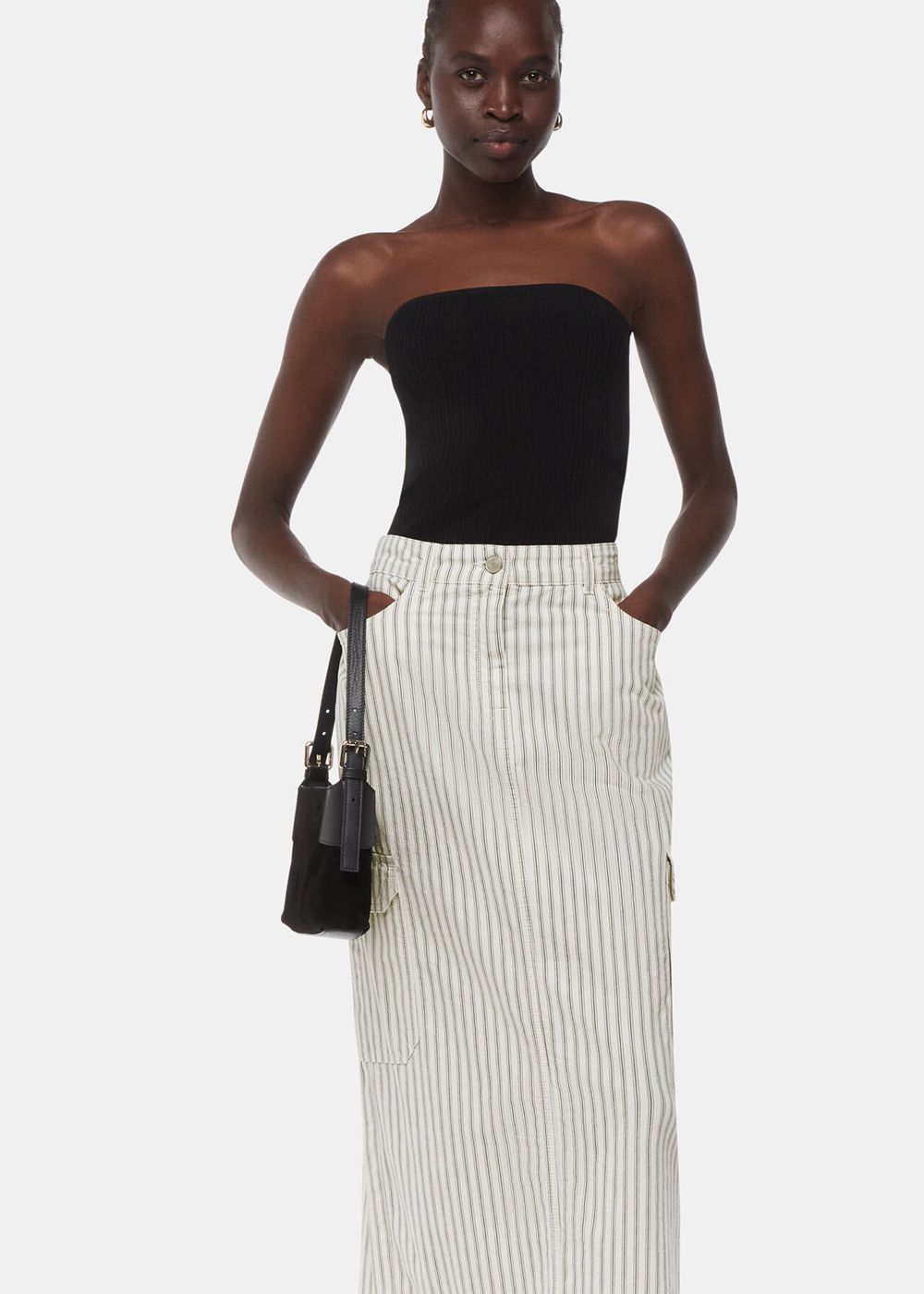 Whistles Stripe Cargo Midi Skirts White / Multicolor | US-40927AWYS