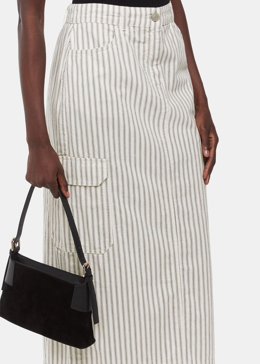 Whistles Stripe Cargo Midi Skirts White / Multicolor | US-40927AWYS