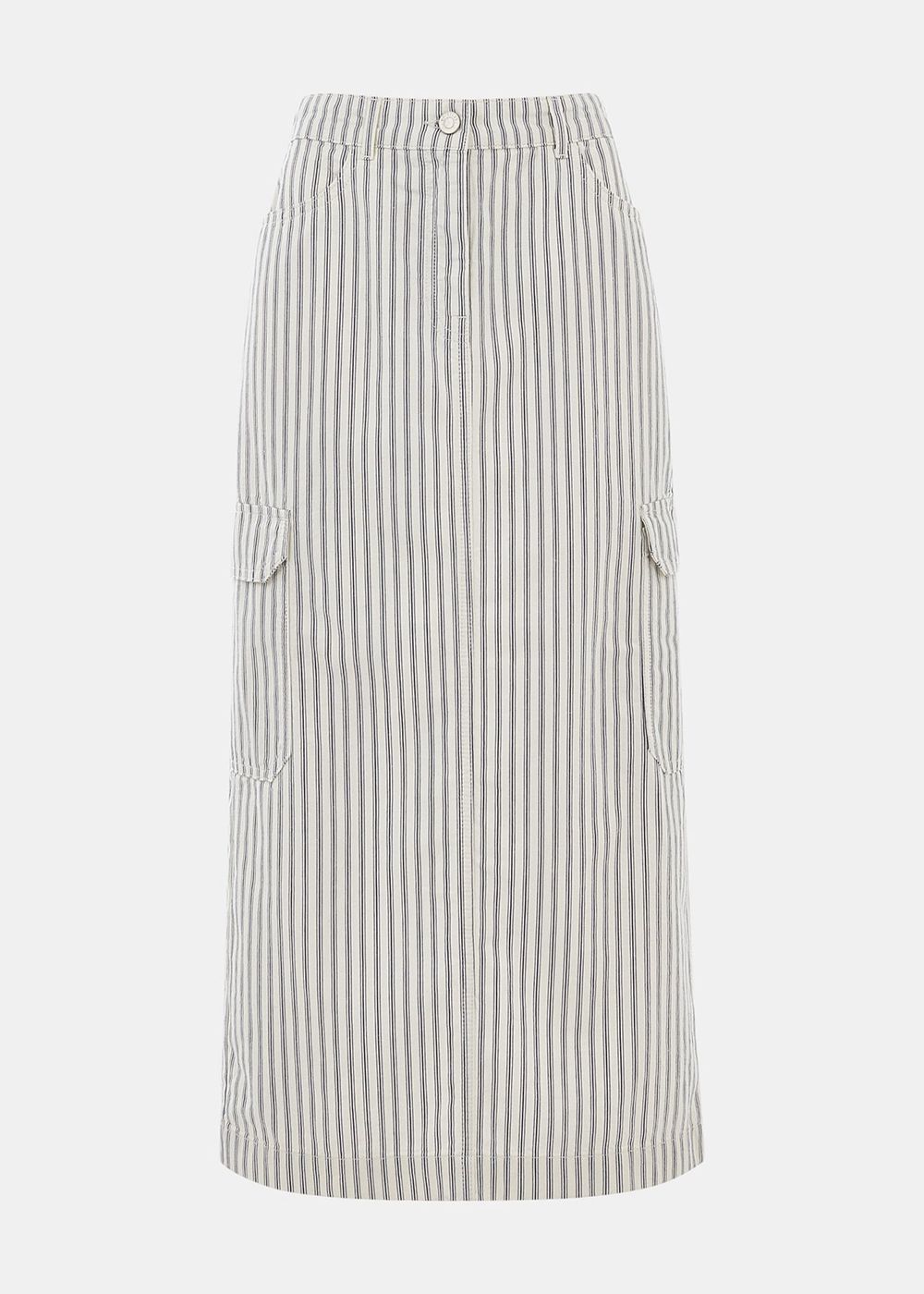 Whistles Stripe Cargo Midi Skirts White / Multicolor | US-40927AWYS