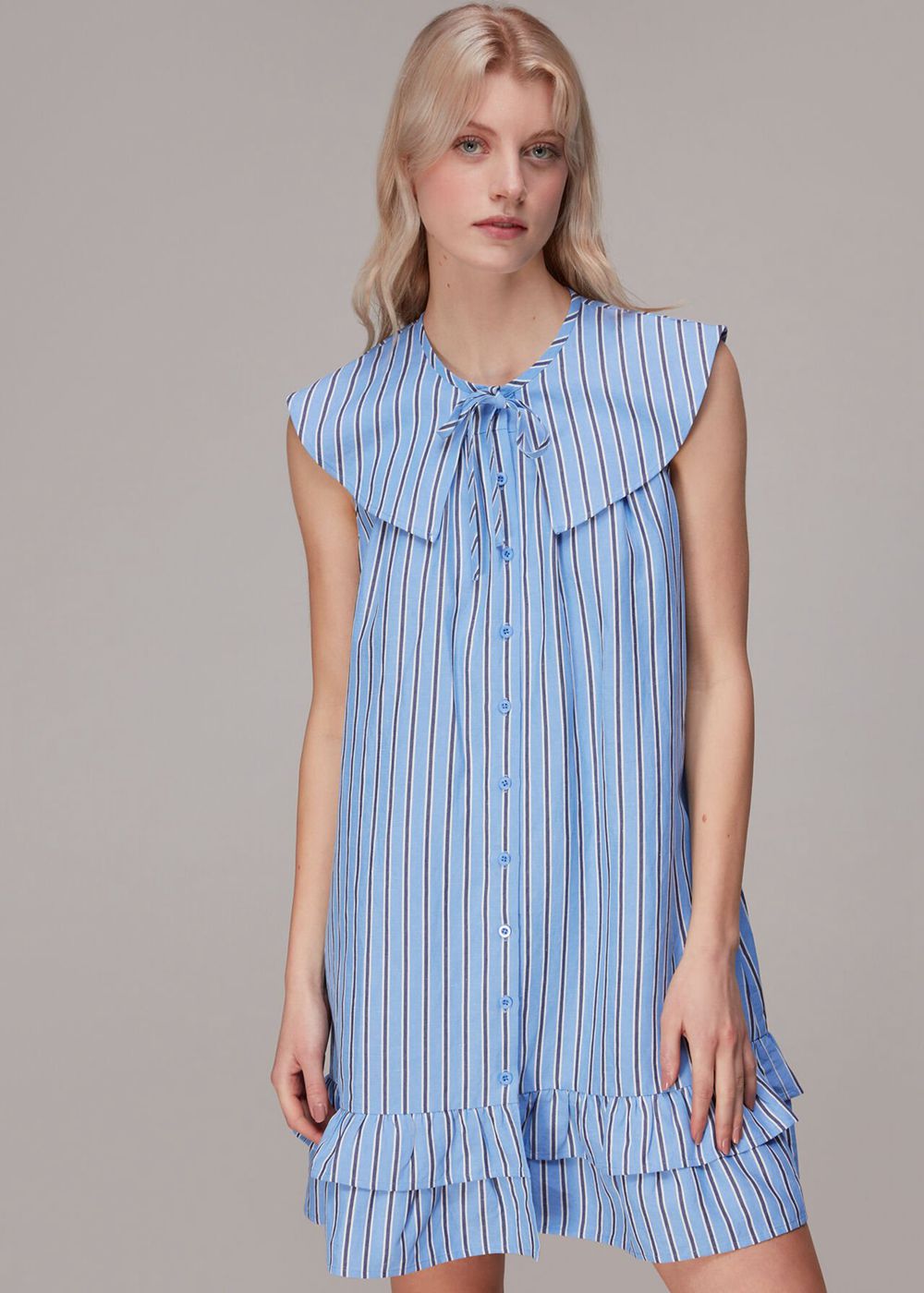 Whistles Stripe Collar Trapeze Dress Multicolor | US-92430OBKU