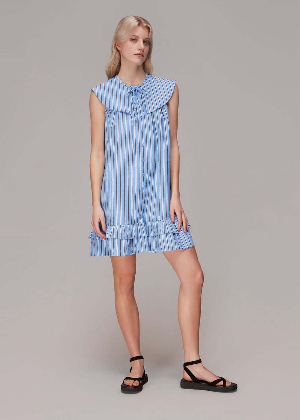 Whistles Stripe Collar Trapeze Dress Multicolor | US-92430OBKU