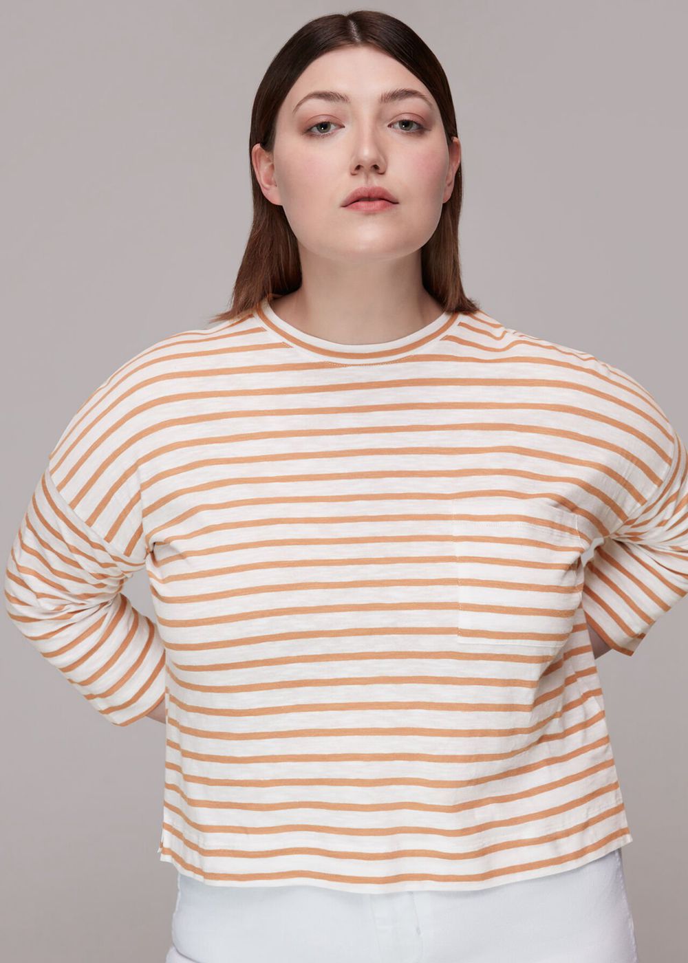 Whistles Stripe Cotton Pocket Top Multicolor | US-27940BXEU