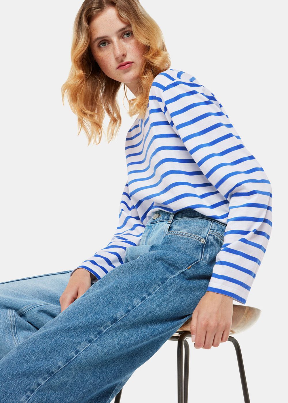 Whistles Stripe Cotton Top Blue / Multicolor | US-68415FKSC