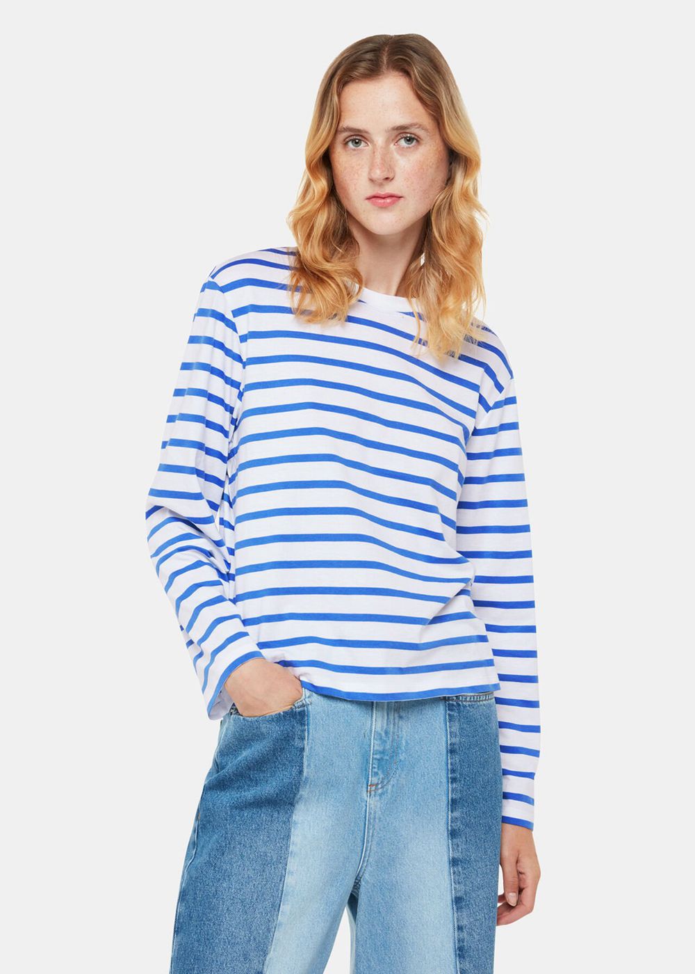 Whistles Stripe Cotton Top Blue / Multicolor | US-68415FKSC