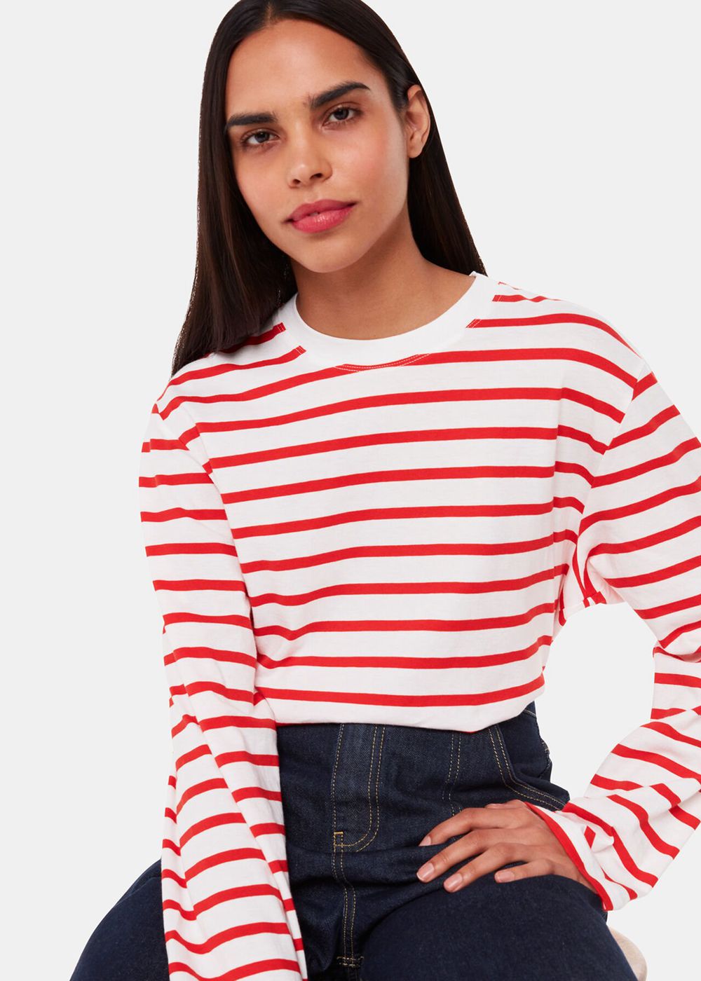 Whistles Stripe Cotton Top Red / Multicolor | US-50748WHKB