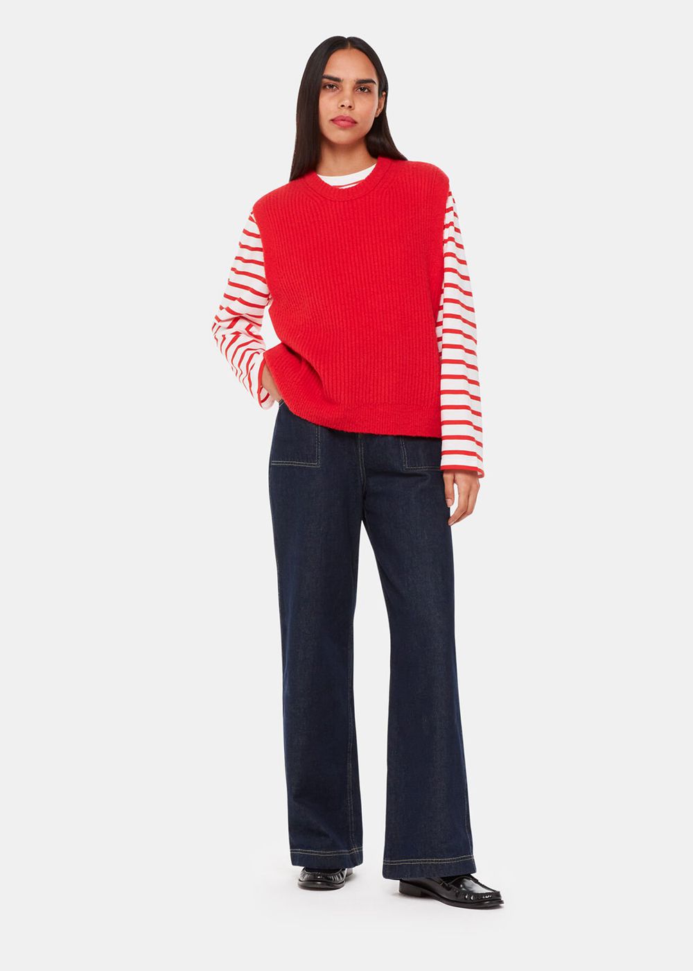 Whistles Stripe Cotton Top Red / Multicolor | US-50748WHKB