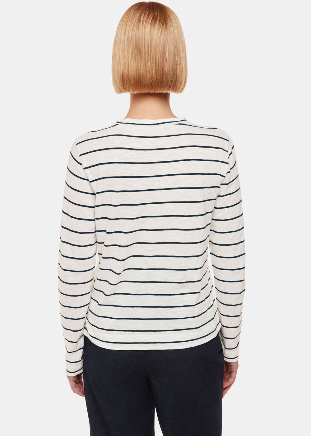 Whistles Stripe Crew Neck Pocket Top White / Multicolor | US-52934VZUM