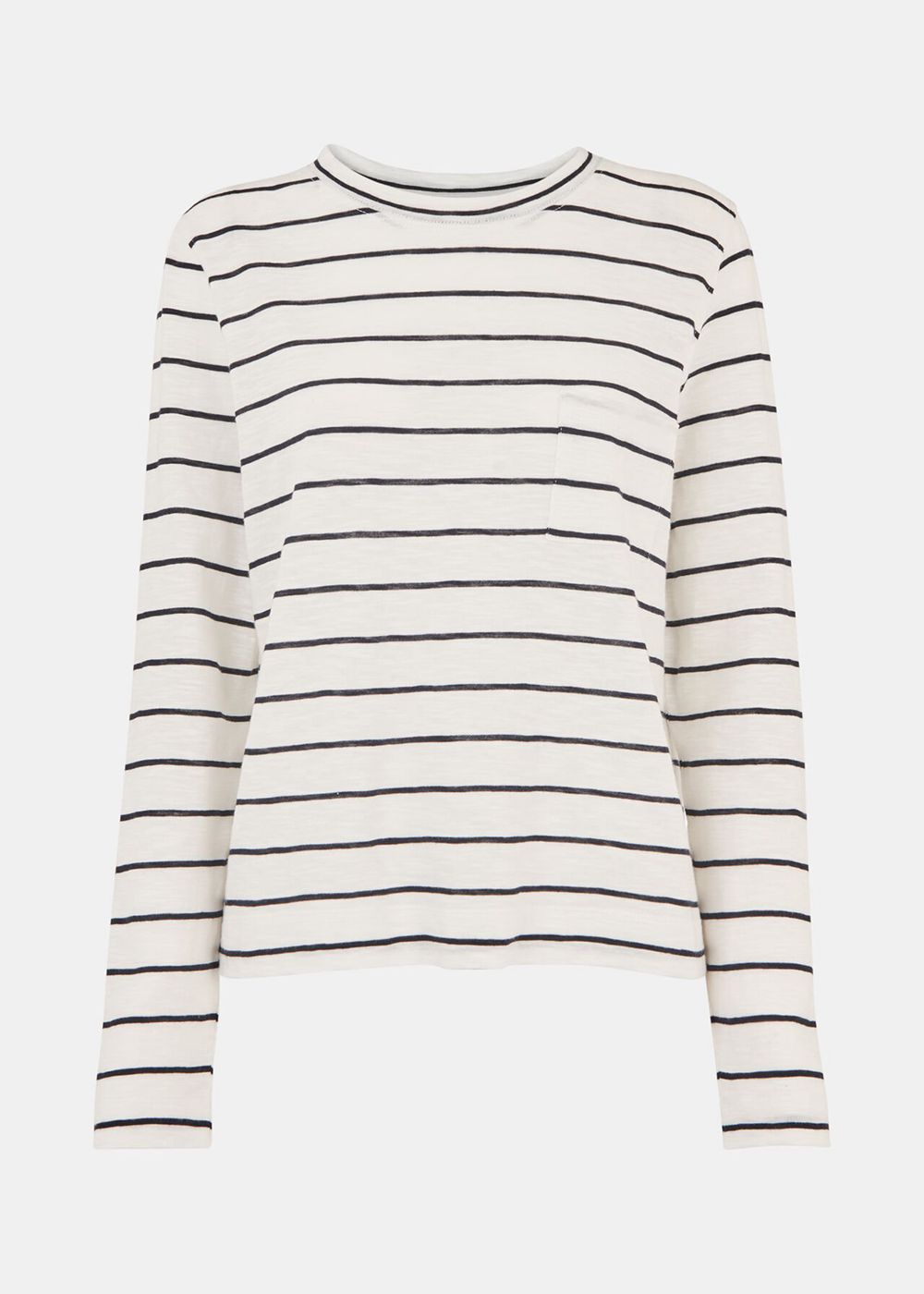 Whistles Stripe Crew Neck Pocket Top White / Multicolor | US-17568WKSQ