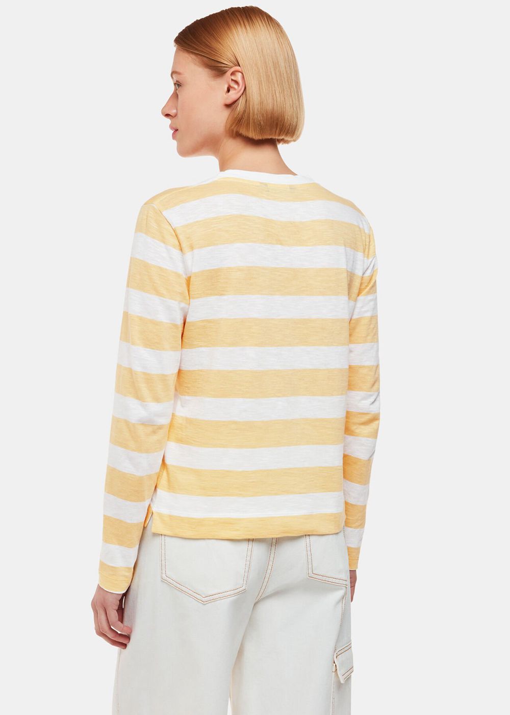 Whistles Stripe Crew Neck Pocket Top Yellow / Multicolor | US-57619UAEZ