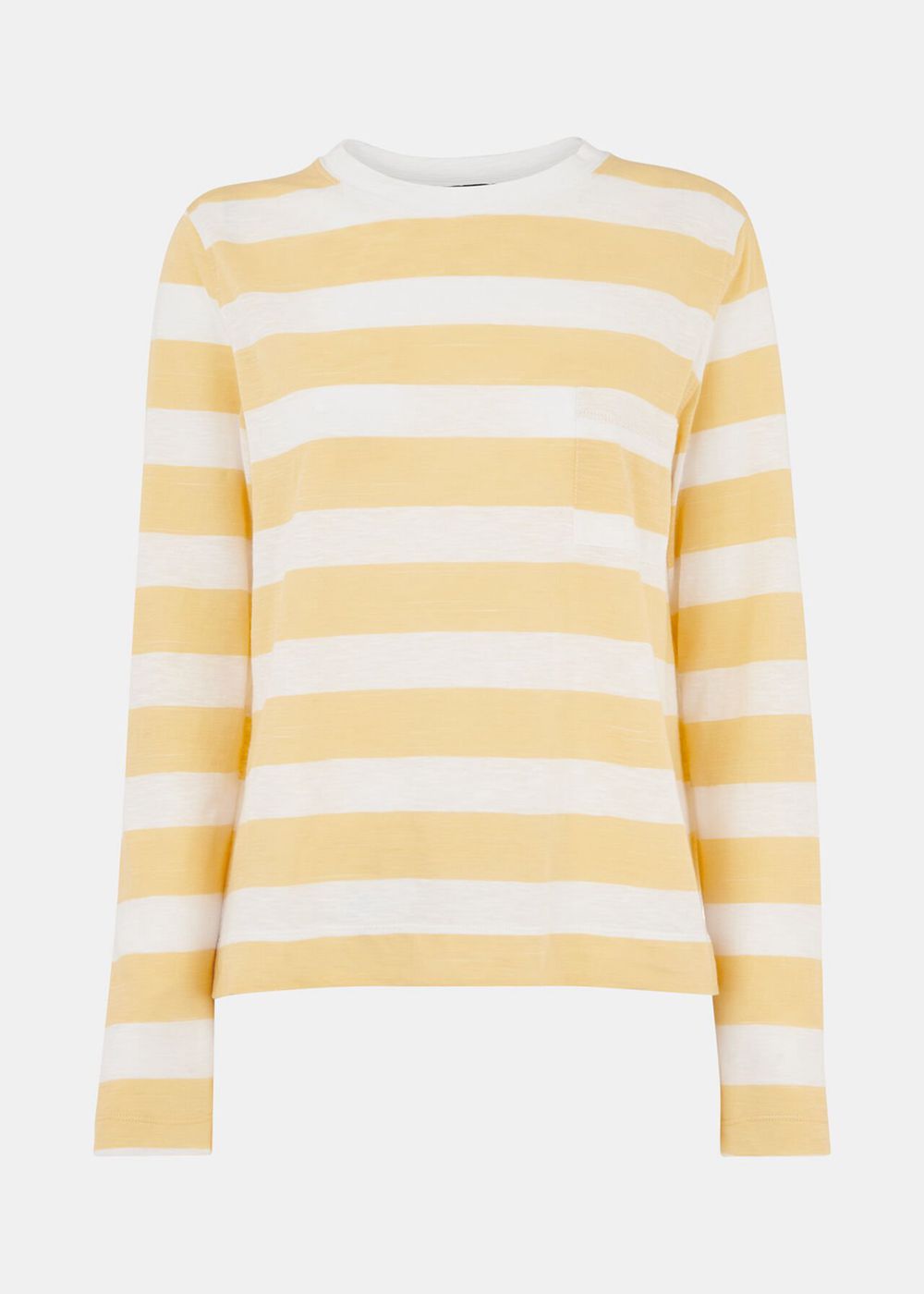 Whistles Stripe Crew Neck Pocket Top Yellow / Multicolor | US-57619UAEZ