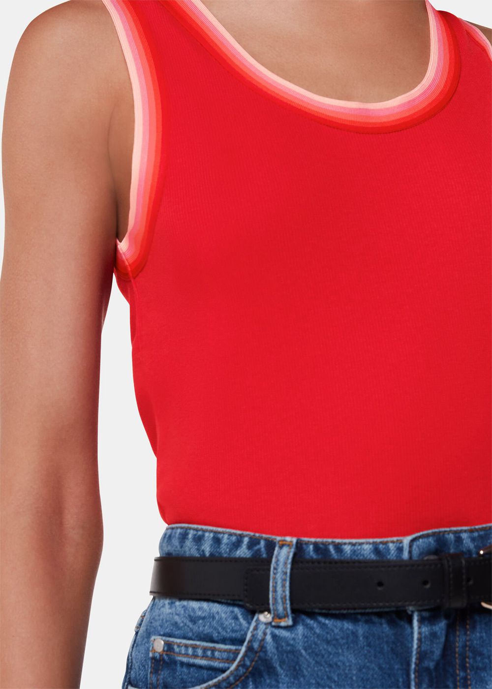 Whistles Stripe Detail Vest Top Red / Multicolor | US-38526NYET