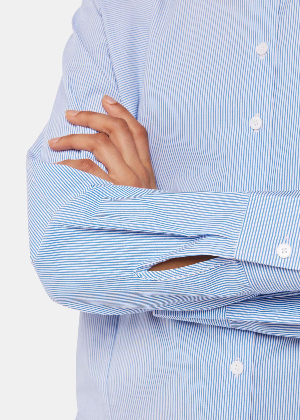 Whistles Stripe Grandad Collar Shirts Blue / White | US-89376WRDN