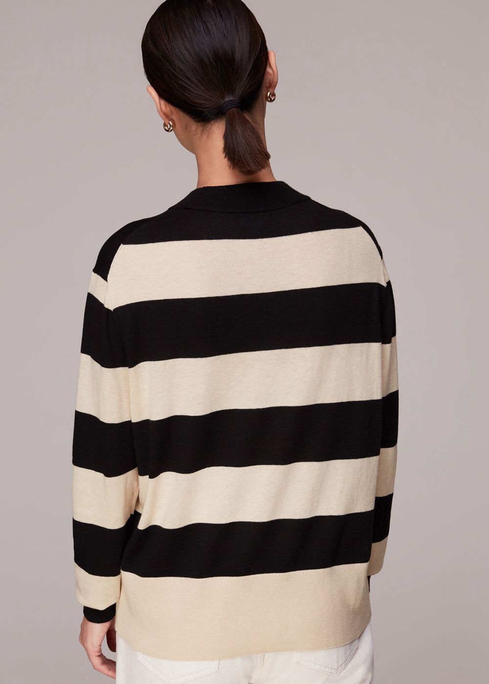 Whistles Stripe High Neck Sweater Black / Multicolor | US-62584MDYP