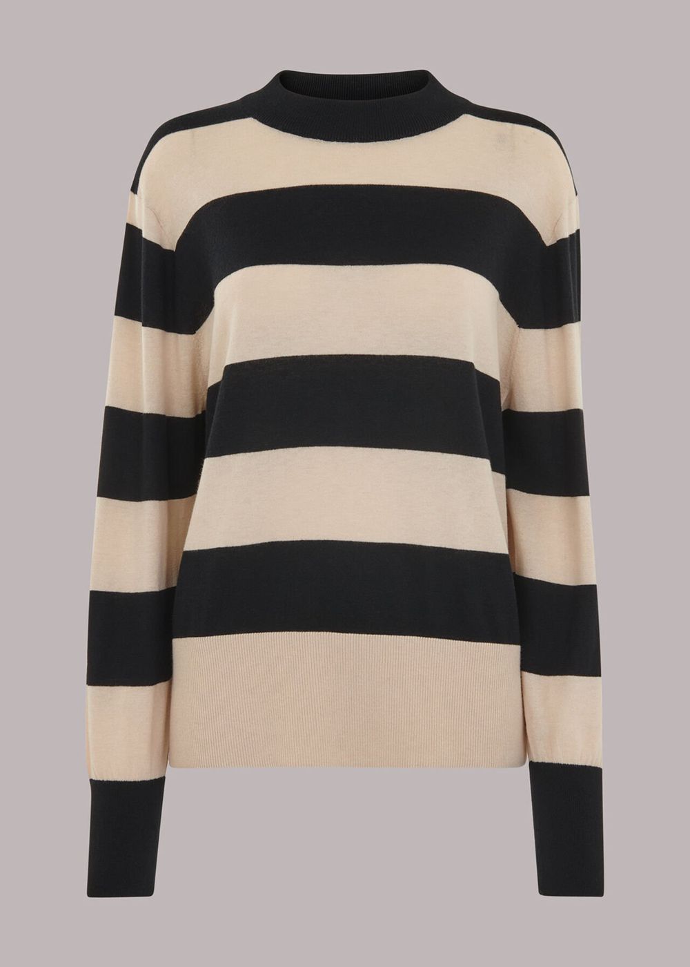 Whistles Stripe High Neck Sweater Black / Multicolor | US-62584MDYP