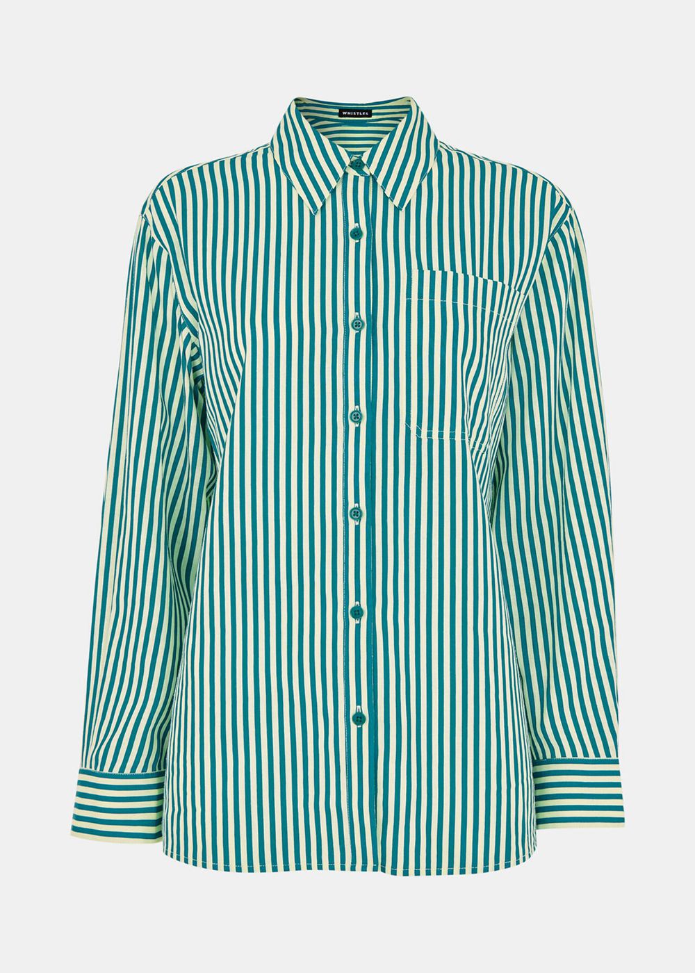 Whistles Stripe Linen Blend Shirts Green / Multicolor | US-26319JOCX