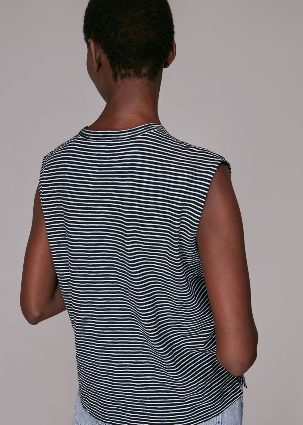 Whistles Stripe Muscle Vest Top Navy / Multicolor | US-78196RMWO