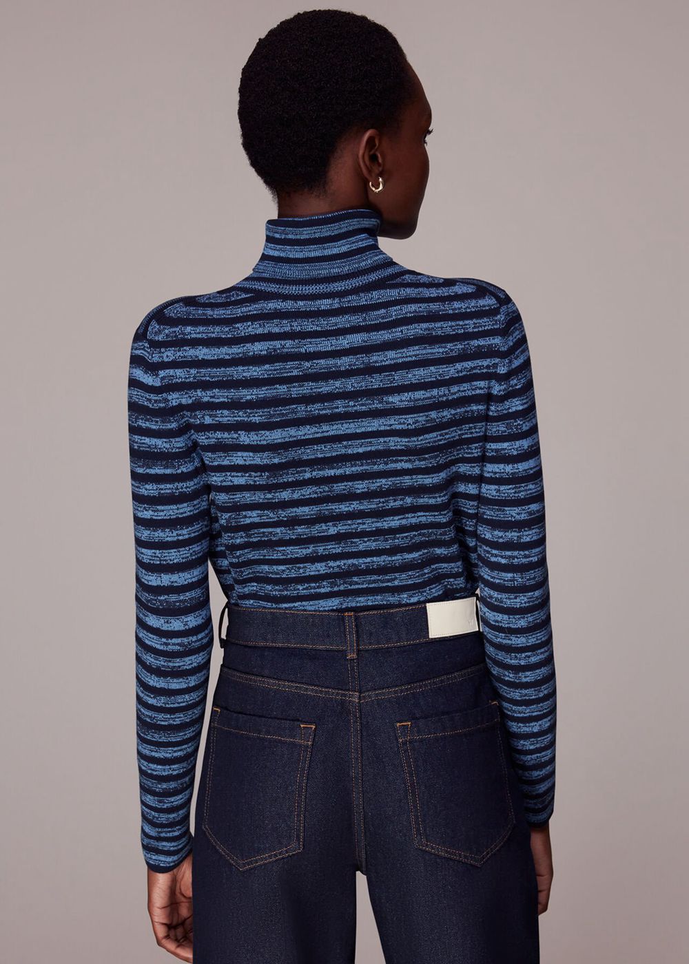 Whistles Stripe Neck Knitwear Blue | US-85946RTSV