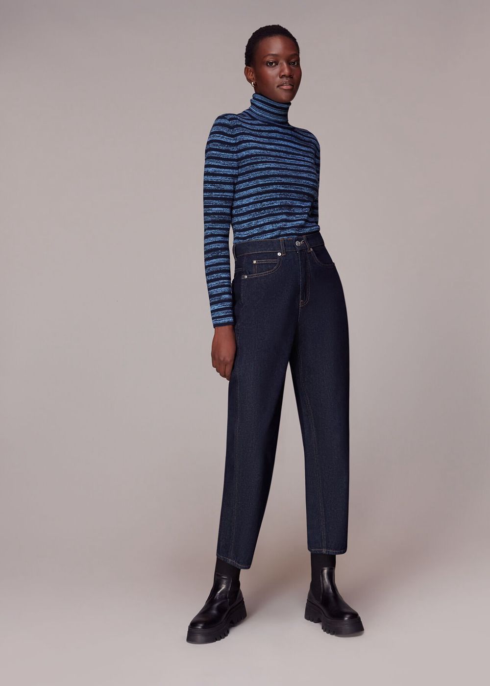 Whistles Stripe Neck Knitwear Blue | US-85946RTSV