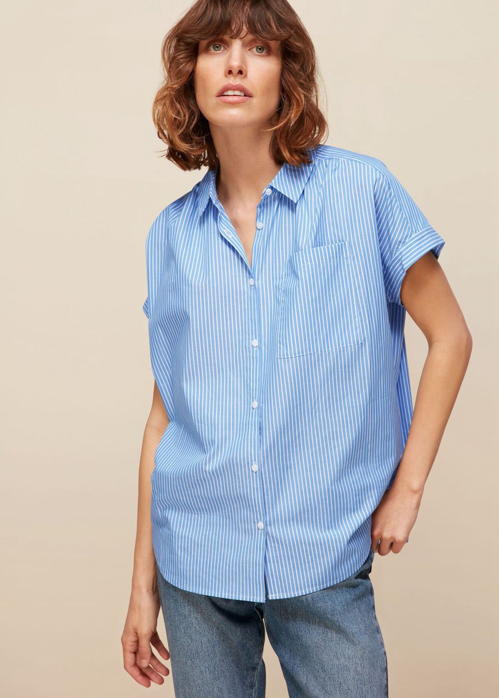 Whistles Stripe Nicola Poplin Shirts Blue / Multicolor | US-34160NTKX