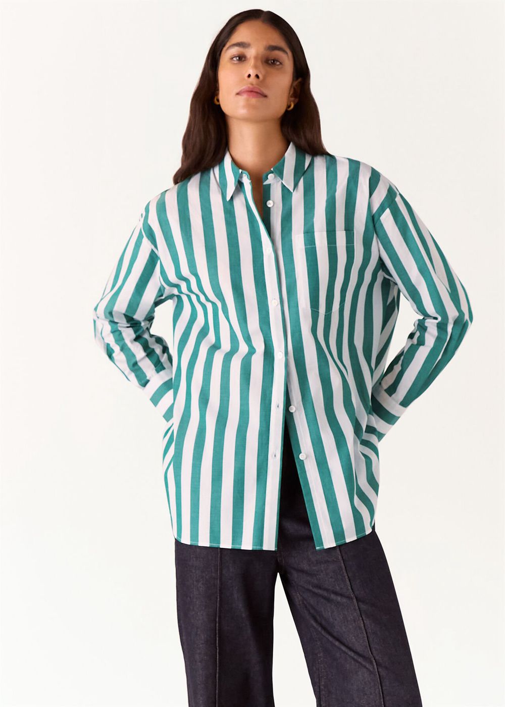 Whistles Stripe Oversized Shirts Green / Multicolor | US-72914OJZL