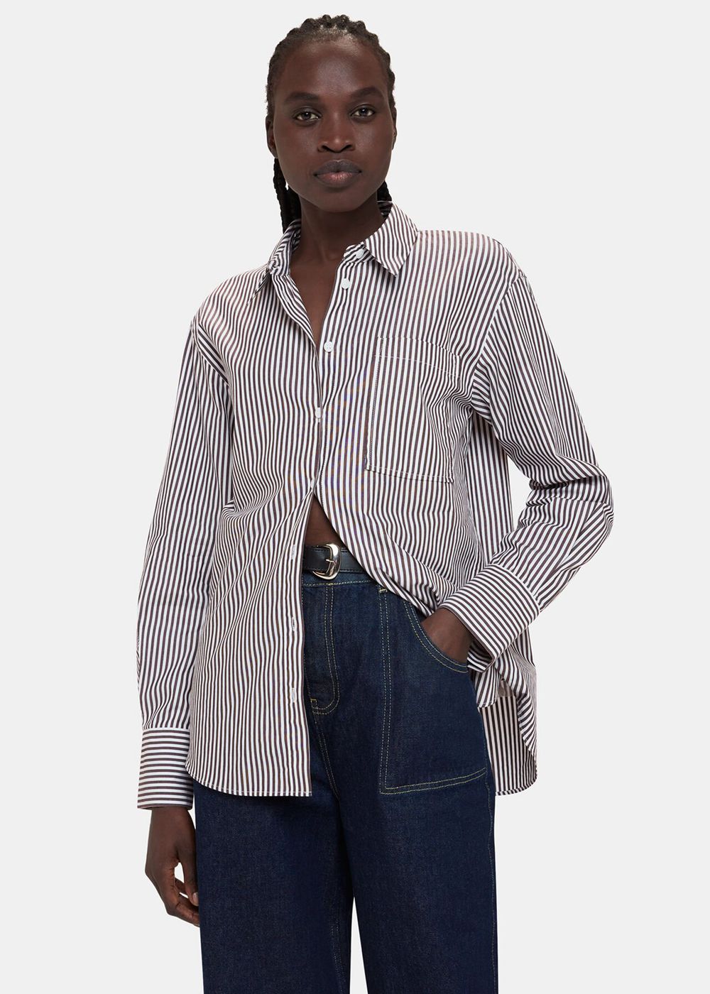 Whistles Stripe Relaxed Fit Shirts Black / White | US-14760WQPN