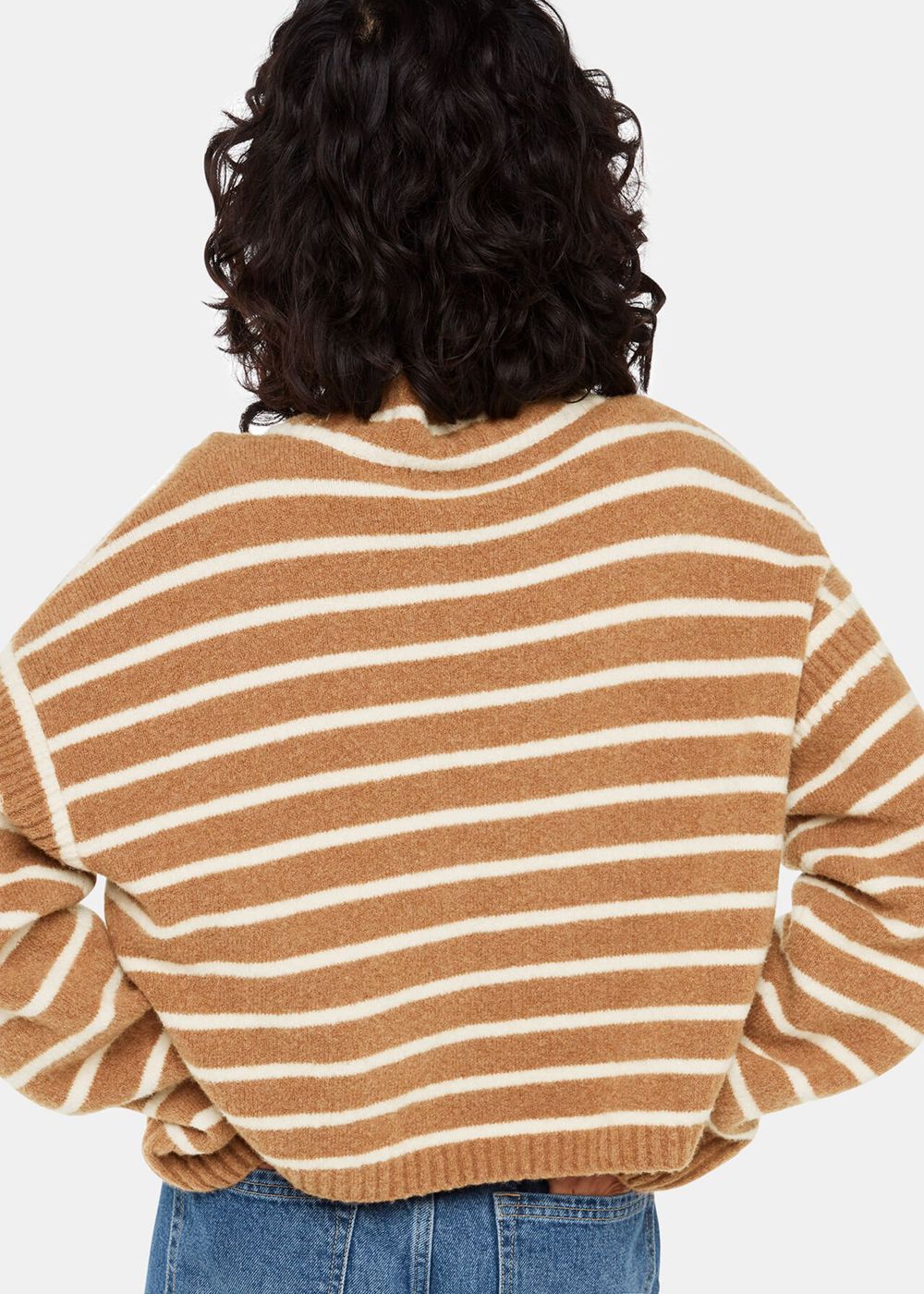 Whistles Stripe Rib Detail Funnel Knitwear Cream / Multicolor | US-26893OBGY