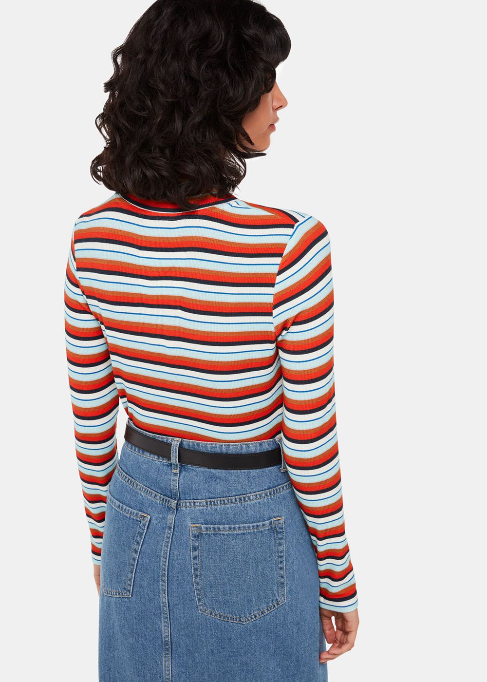 Whistles Stripe Ribbed Crew Top Multicolor | US-28346ERQP