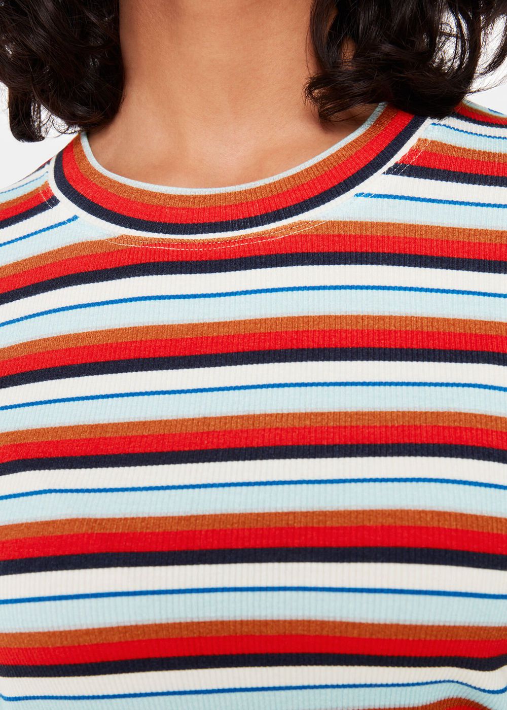 Whistles Stripe Ribbed Crew Top Multicolor | US-28346ERQP