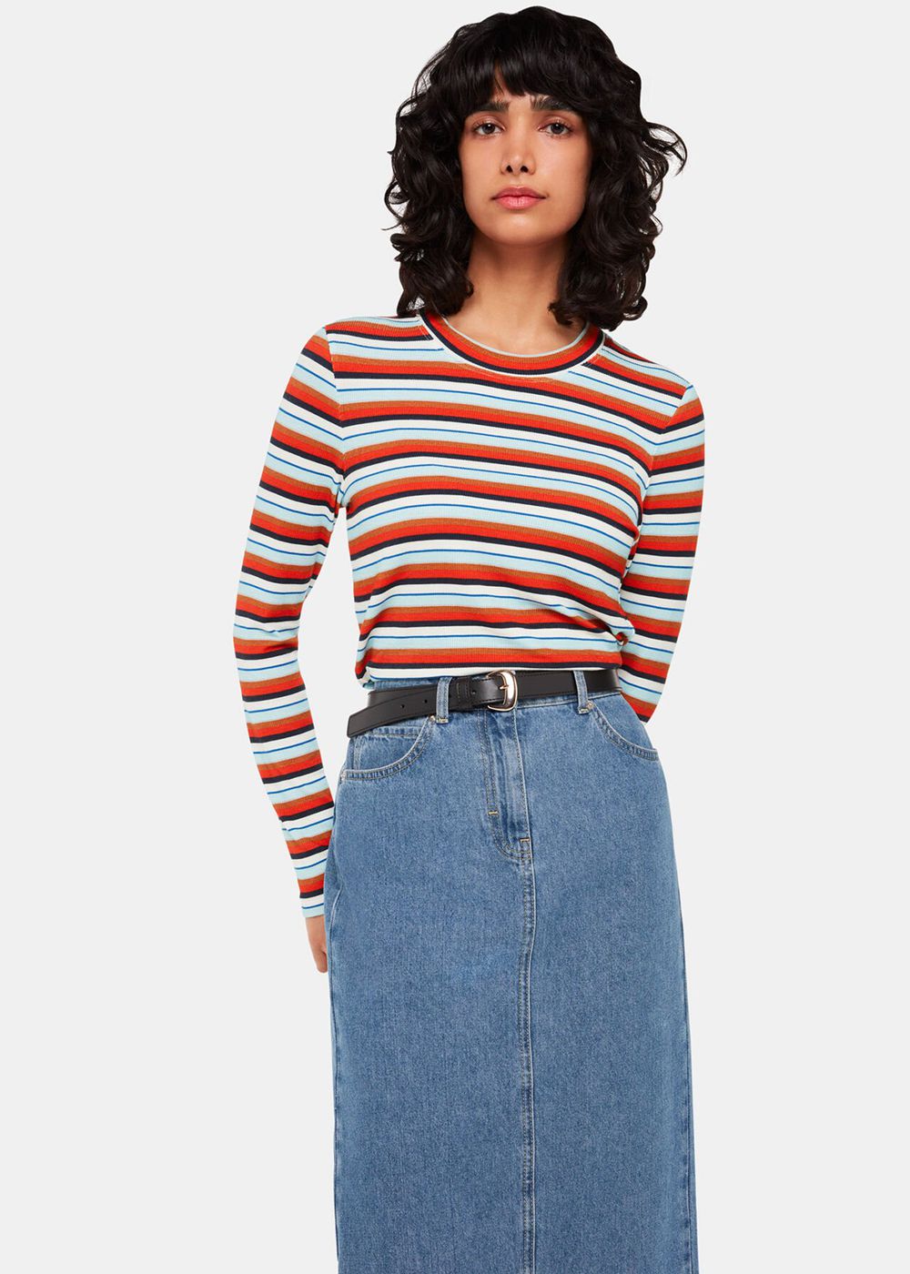 Whistles Stripe Ribbed Crew Top Multicolor | US-28346ERQP