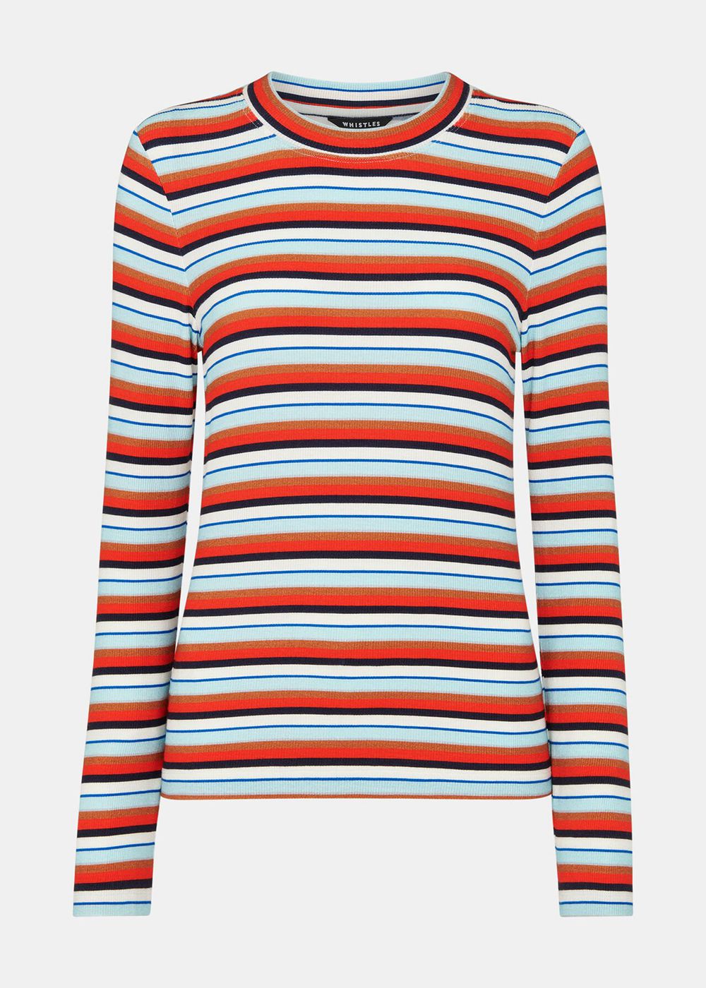 Whistles Stripe Ribbed Crew Top Multicolor | US-28346ERQP