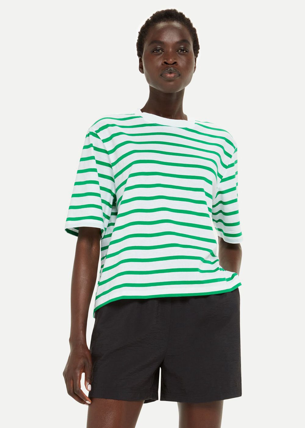 Whistles Stripe Short Sleeve T-Shirt Green / Multicolor | US-54760ZBYH