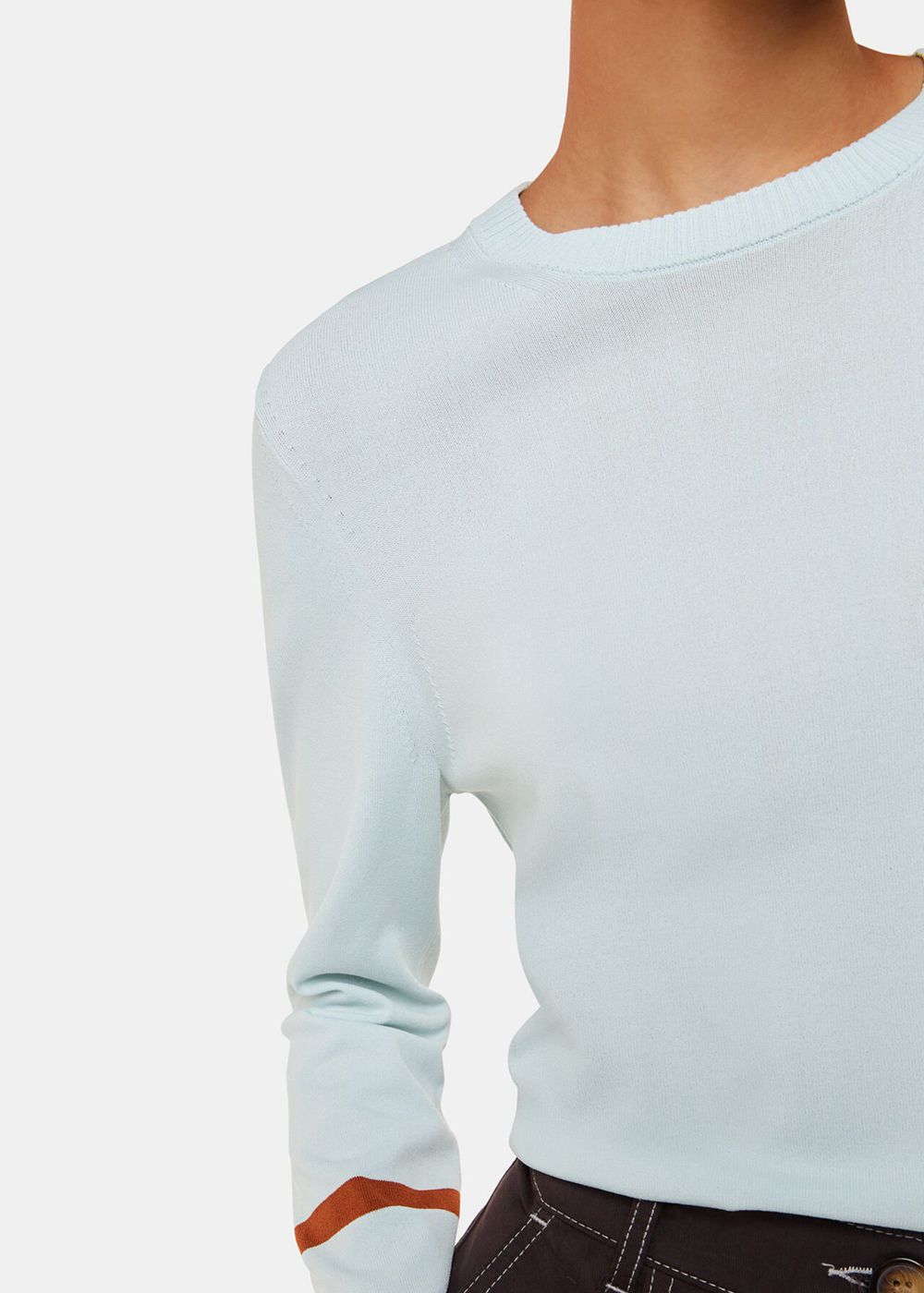 Whistles Stripe Sleeve Detail Crew Knitwear Blue | US-34987HLJY