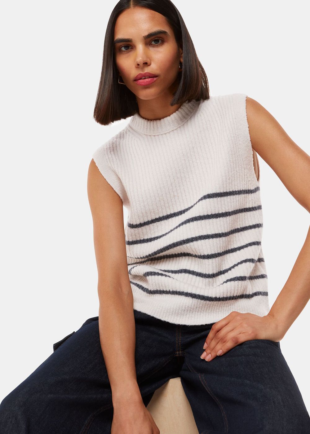 Whistles Stripe Textured Knitwear White / Multicolor | US-25189TDCB